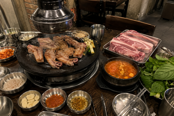 금돼지식당 본삼겹 눈꽃목살 등목살과 김치찌개 한상
